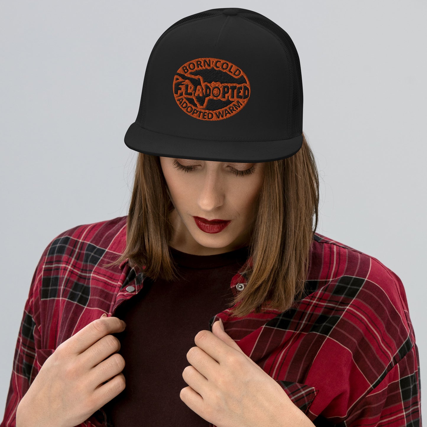 FLadopted Badge Red Trucker Cap