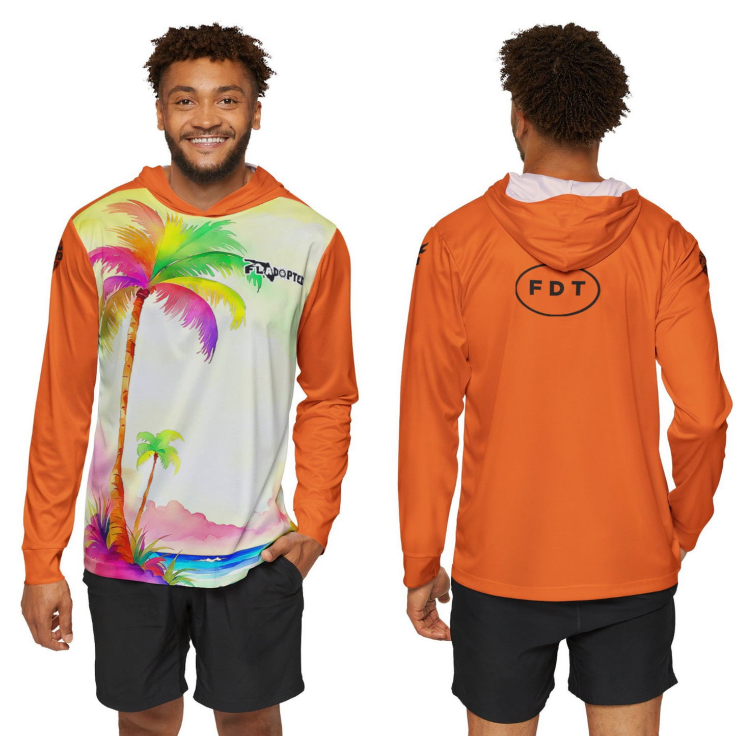 Palm FLadopted Fishing Men's Lightweight Fish Hoodie (AOP)
