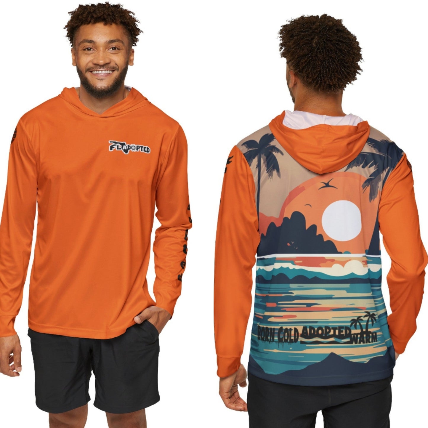 Sunset FLadopted Fishing Men's Lightweight Fish Hoodie (AOP)