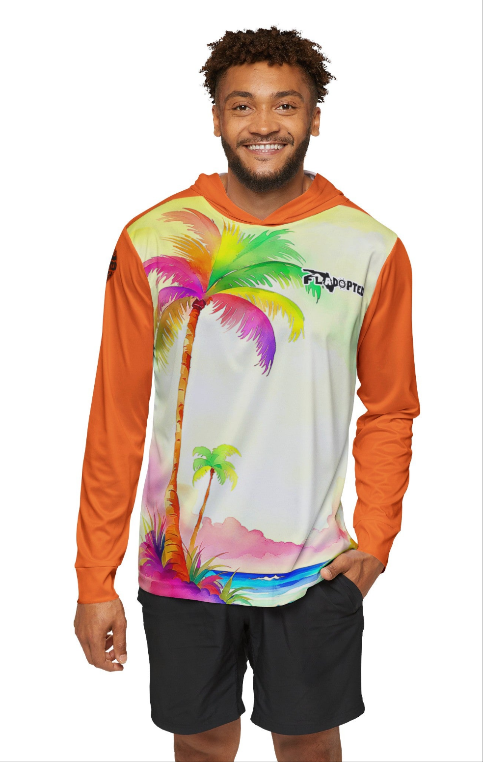 Palm FLadopted Fishing Men's Lightweight Fish Hoodie (AOP)