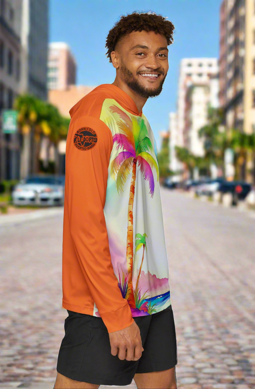 Palm FLadopted Fishing Men's Lightweight Fish Hoodie (AOP)