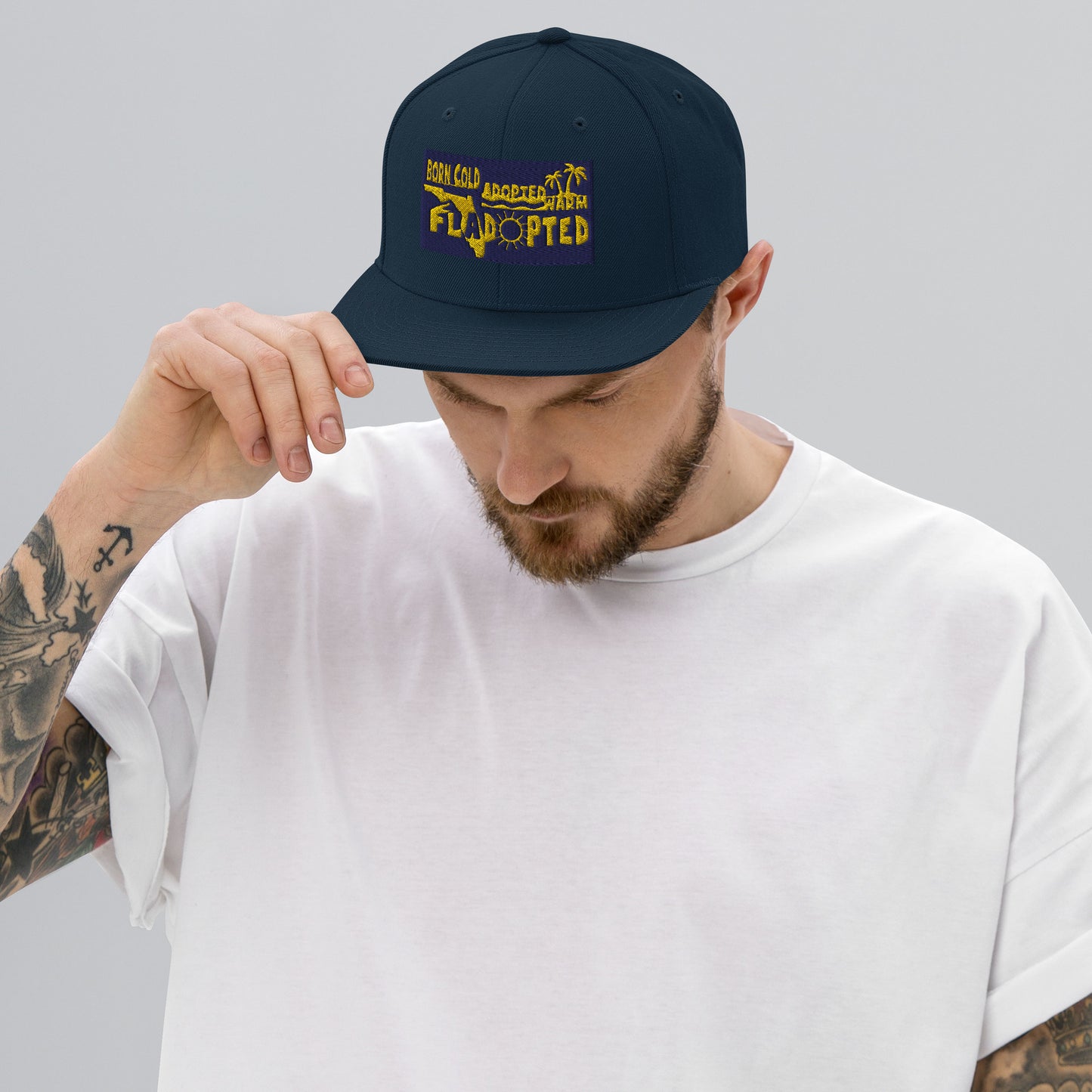Fladopted Born Cold Adopted Warm Snapback Hat