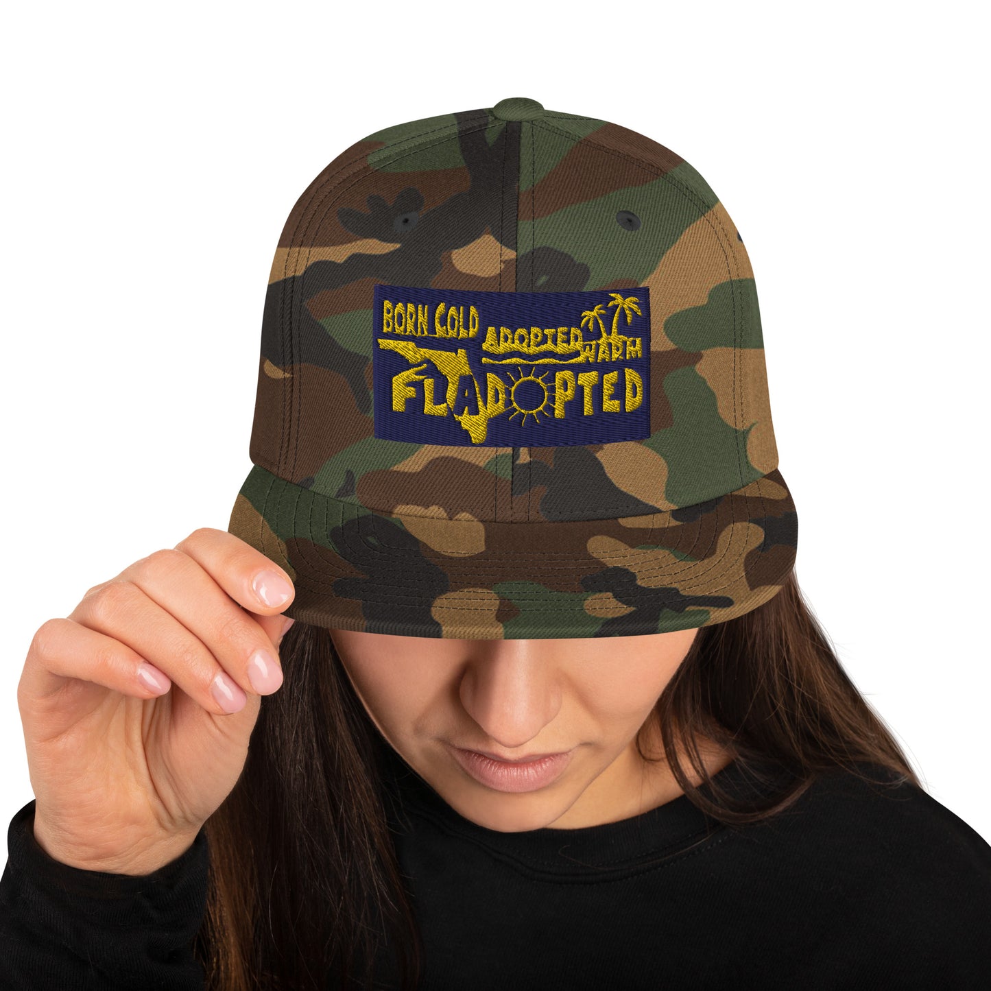 Fladopted Born Cold Adopted Warm Snapback Hat
