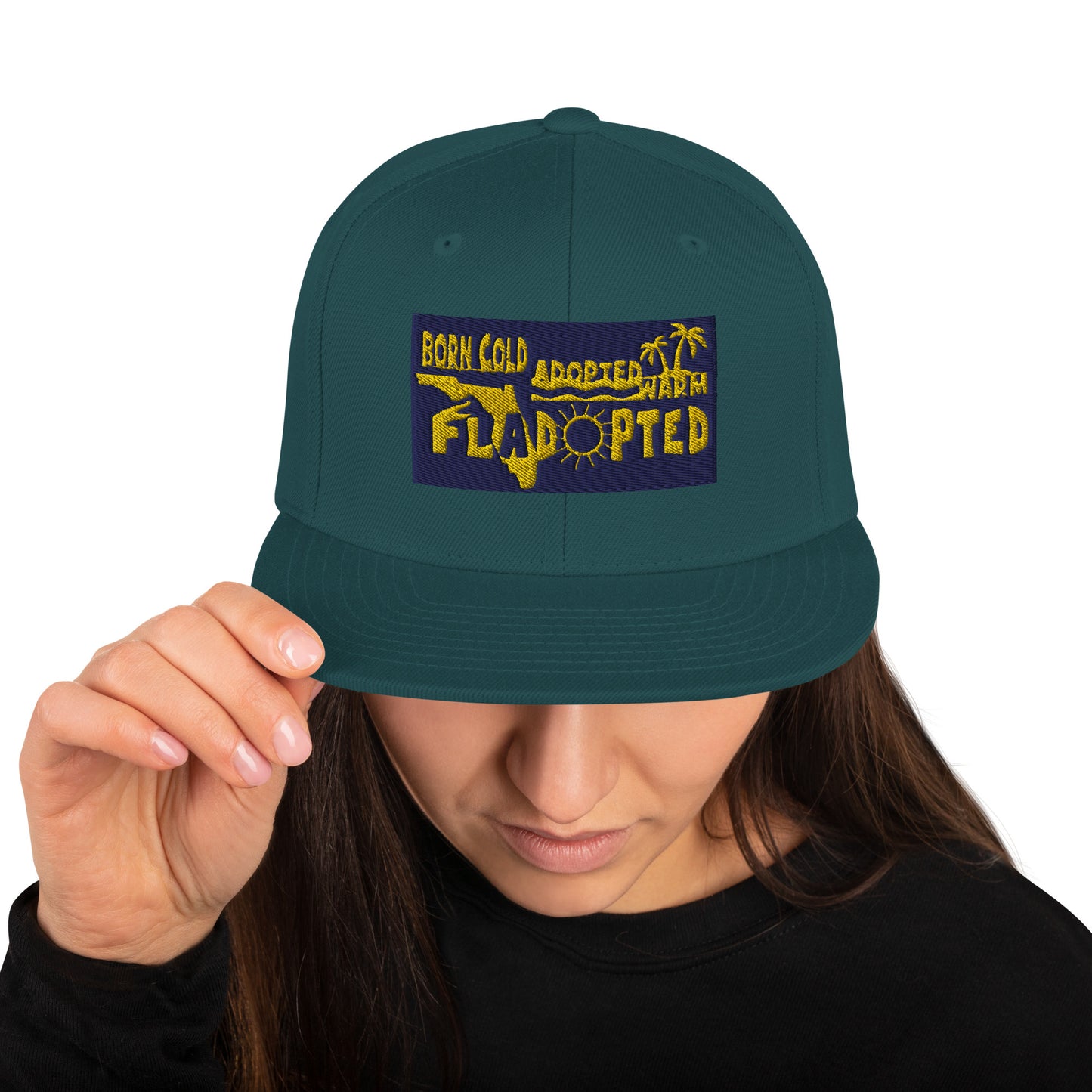 Fladopted Born Cold Adopted Warm Snapback Hat