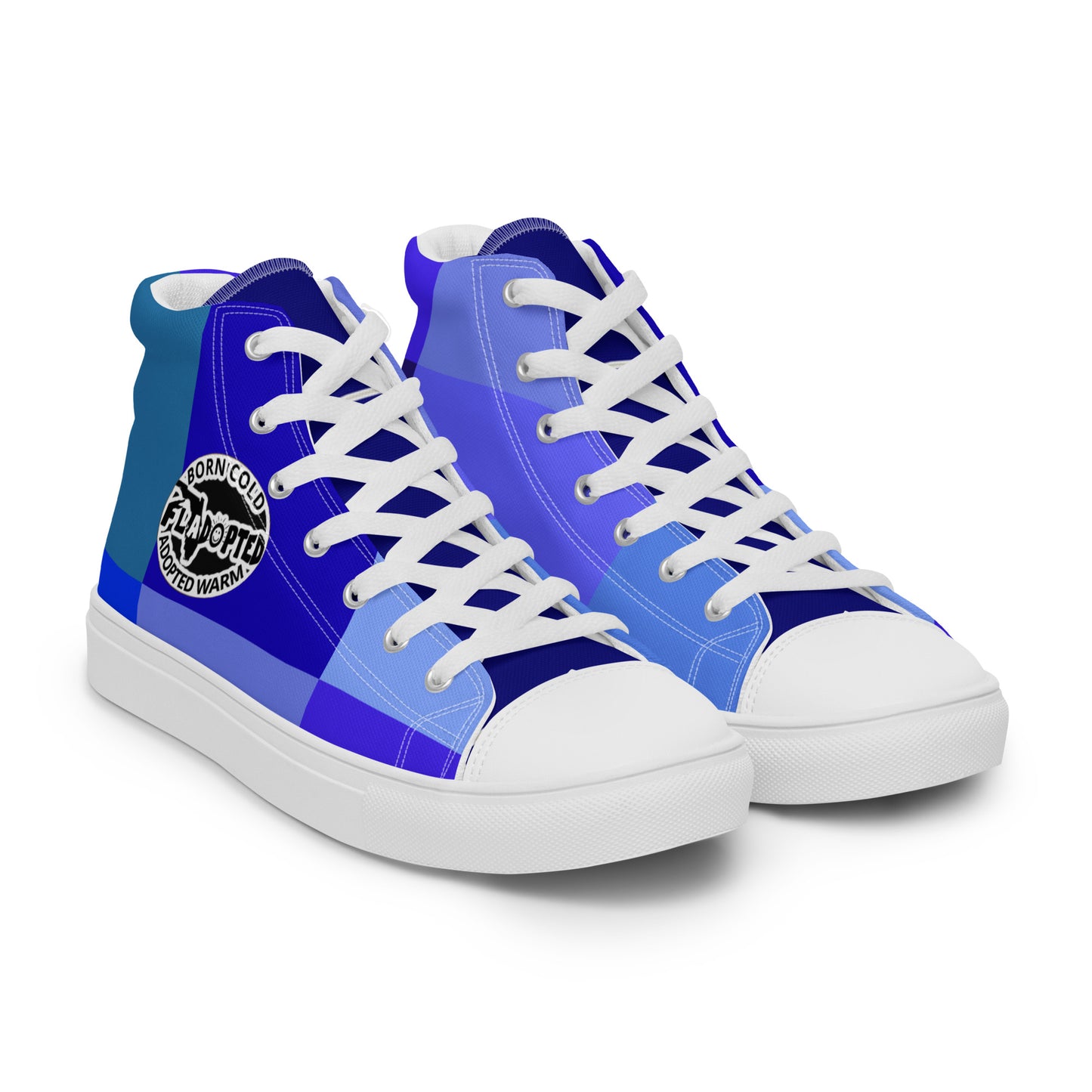 Blue Shady FLadopted Men’s high top canvas shoes