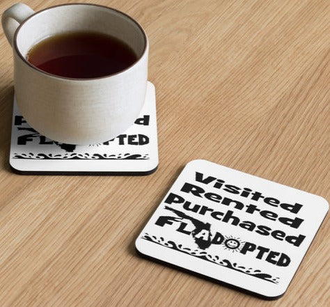Visited rented purchased Fladopted Cork-back coaster