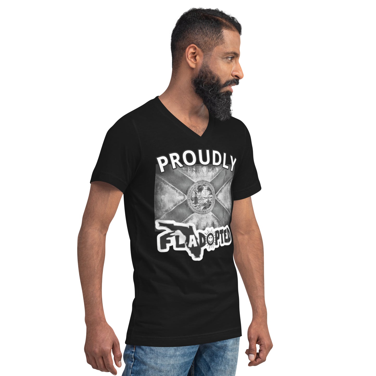 Fladopted Proudly Unisex Short Sleeve V-Neck T-Shirt