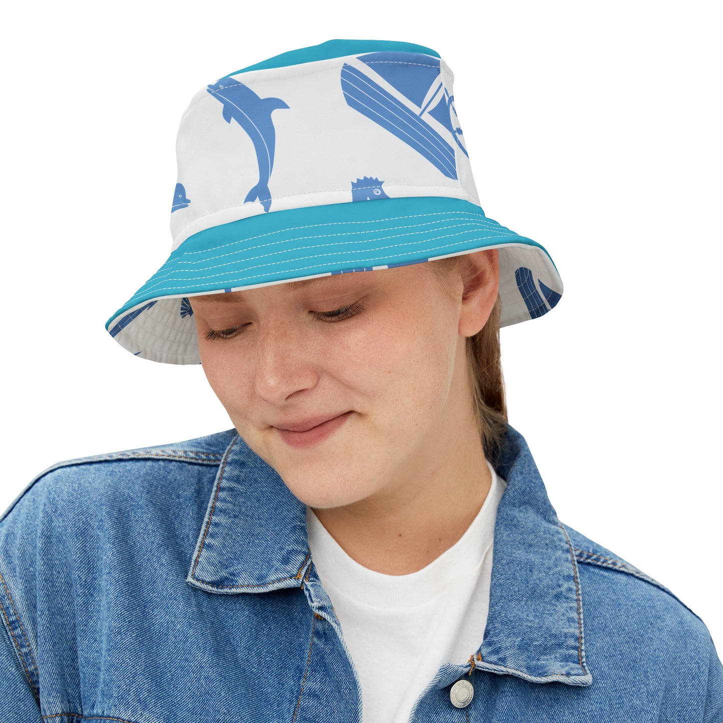 Sea Blue FLadopted Bucket Hat (AOP)