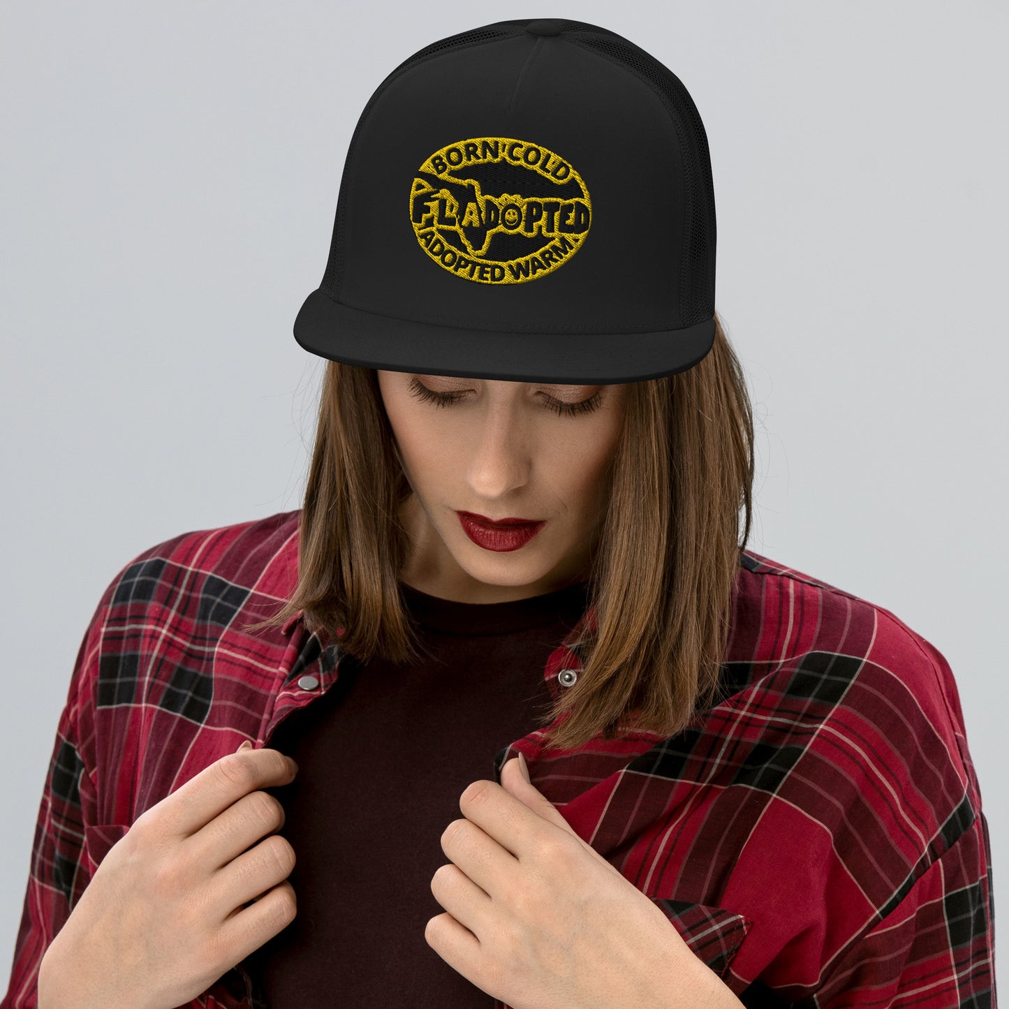 FLadopted Badge Yellow Trucker Cap