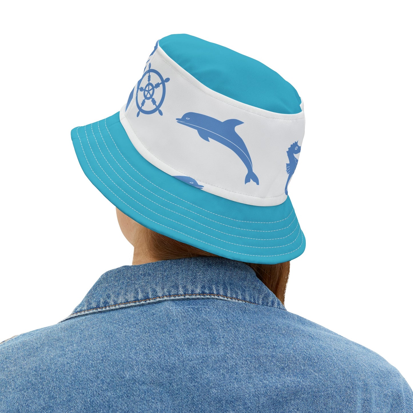 Sea Blue FLadopted Bucket Hat (AOP)