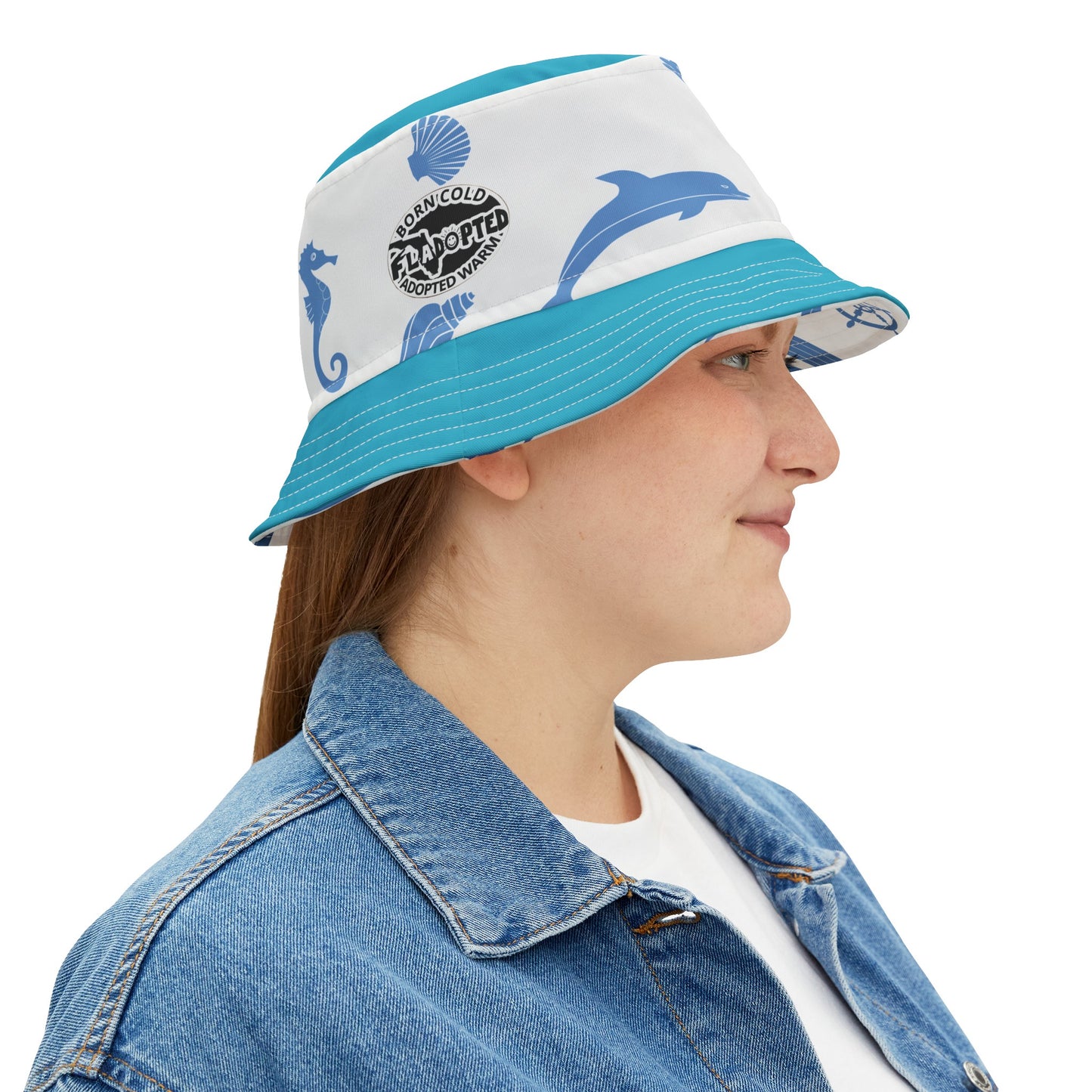 Sea Blue FLadopted Bucket Hat (AOP)