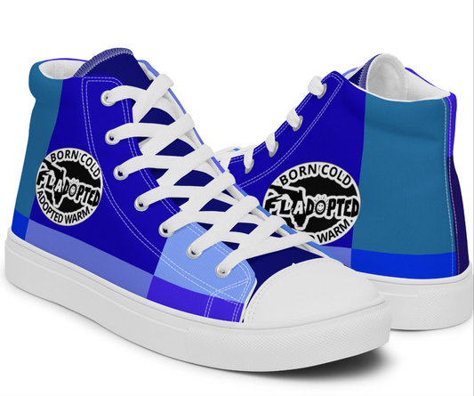 Blue Shady FLadopted Men’s high top canvas shoes