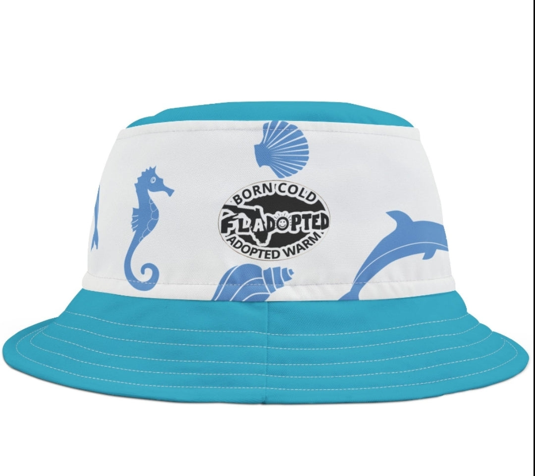 Sea Blue FLadopted Bucket Hat (AOP)