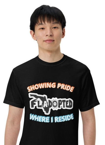 FLadopted Showing Pride where I Reside Unisex garment-dyed heavyweight t-shirt